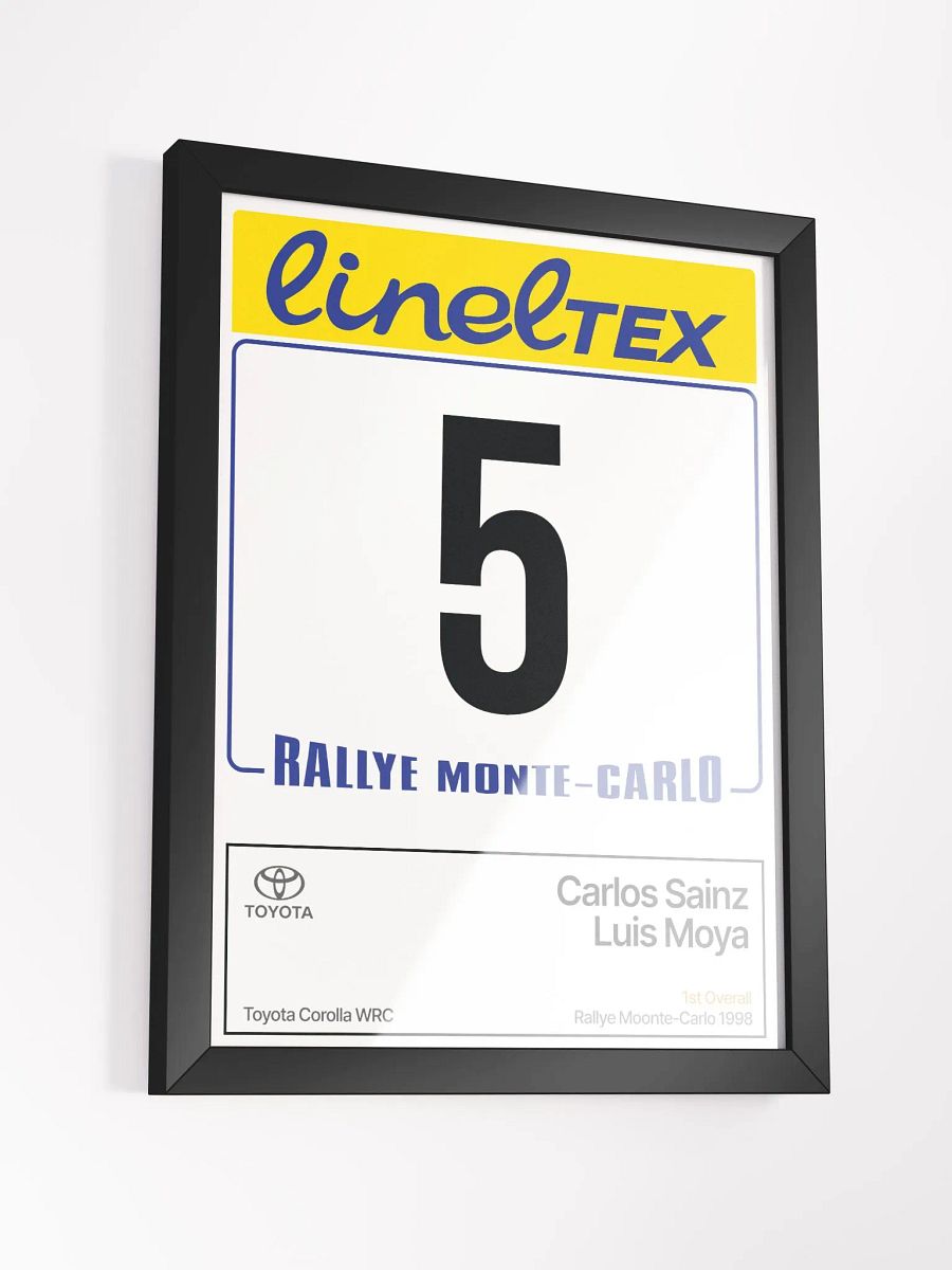 Framed A3 Print / Carlos Sainz / 1998 Rallye Monte-Carlo Number 5 product image (3)