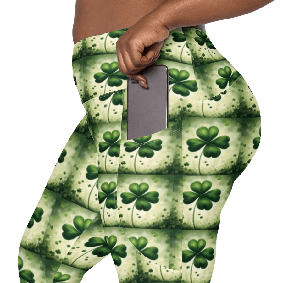 Whimsical Lucky Four Leaf Clover St Patrick’s Day Leggings product image (11)
