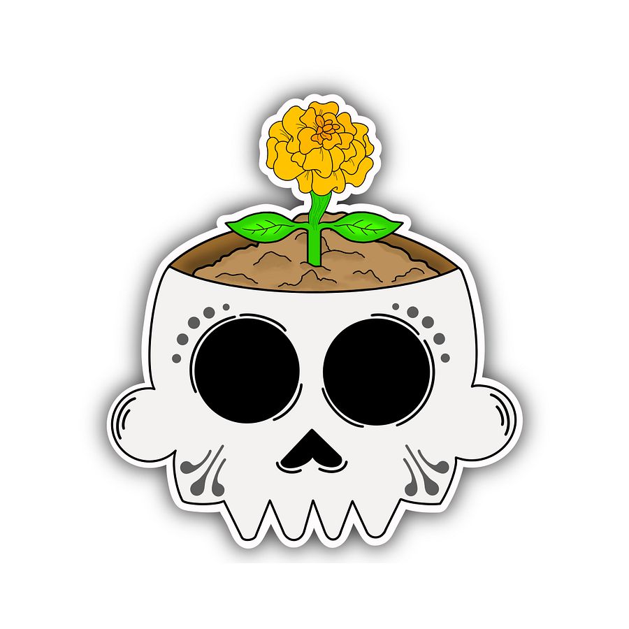 Skull Pot with Marigold sticker product image (1)