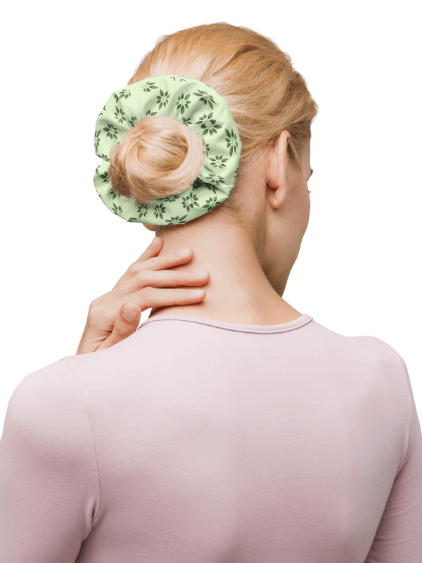 Light and Dark Green Patterned Scrunchie ~ Light Green Knot product image (3)