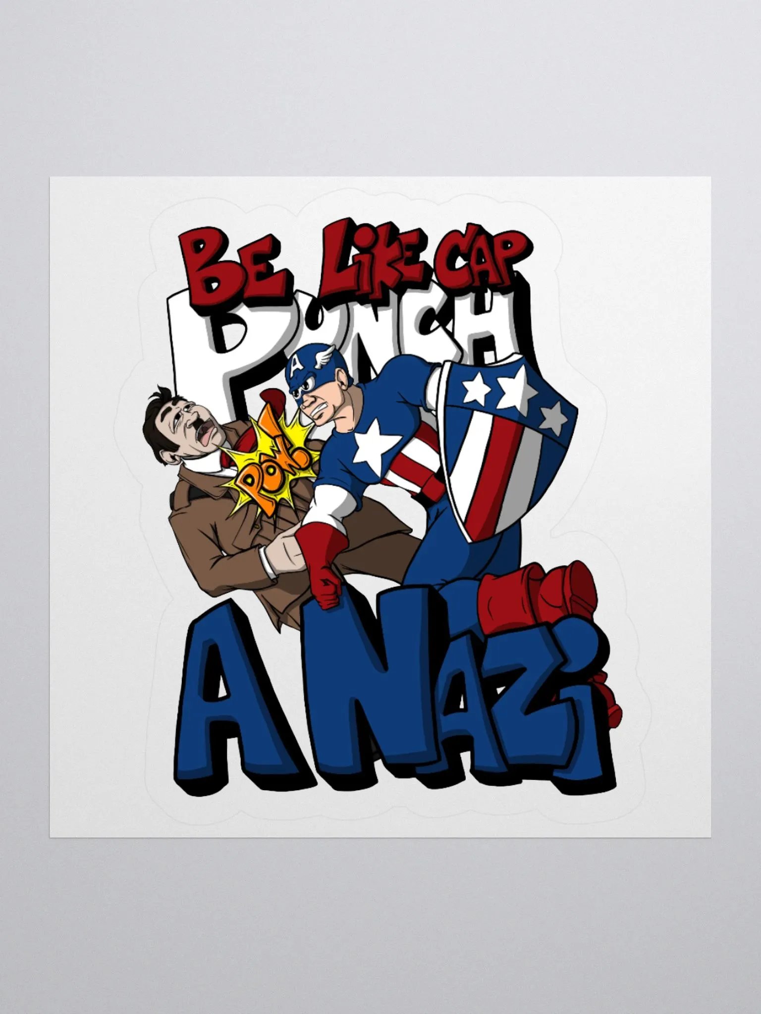 Be Like Cap - Punch a Nazi Sticker product image (1)