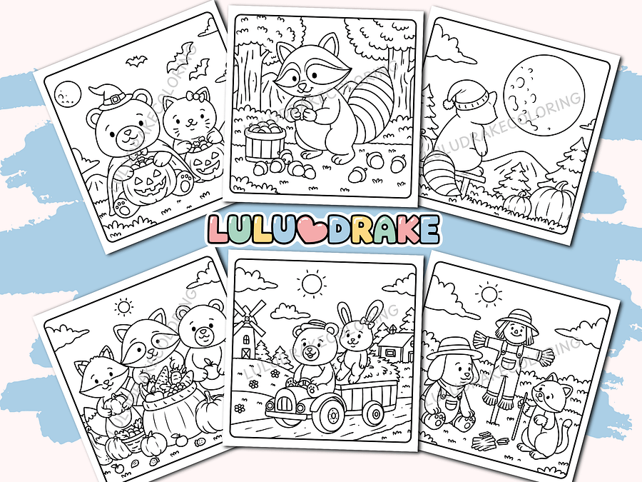 Fuzzy Buddies Cozy Fall Coloring eBook, BIG PACK 34 Pages | ★ DIGITAL ★ product image (3)