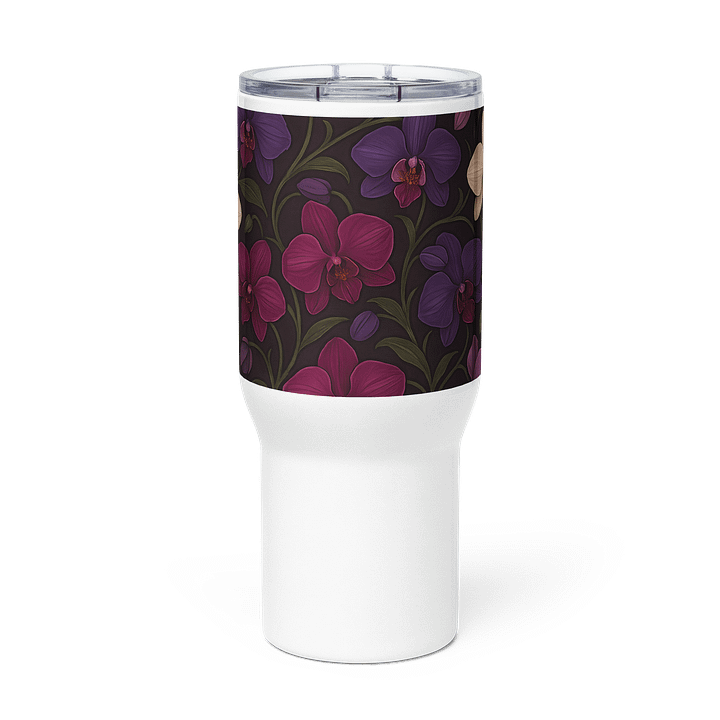 Purple and White Orchid Tumbler – 20oz Stainless Steel Floral Travel Cup product image (2)