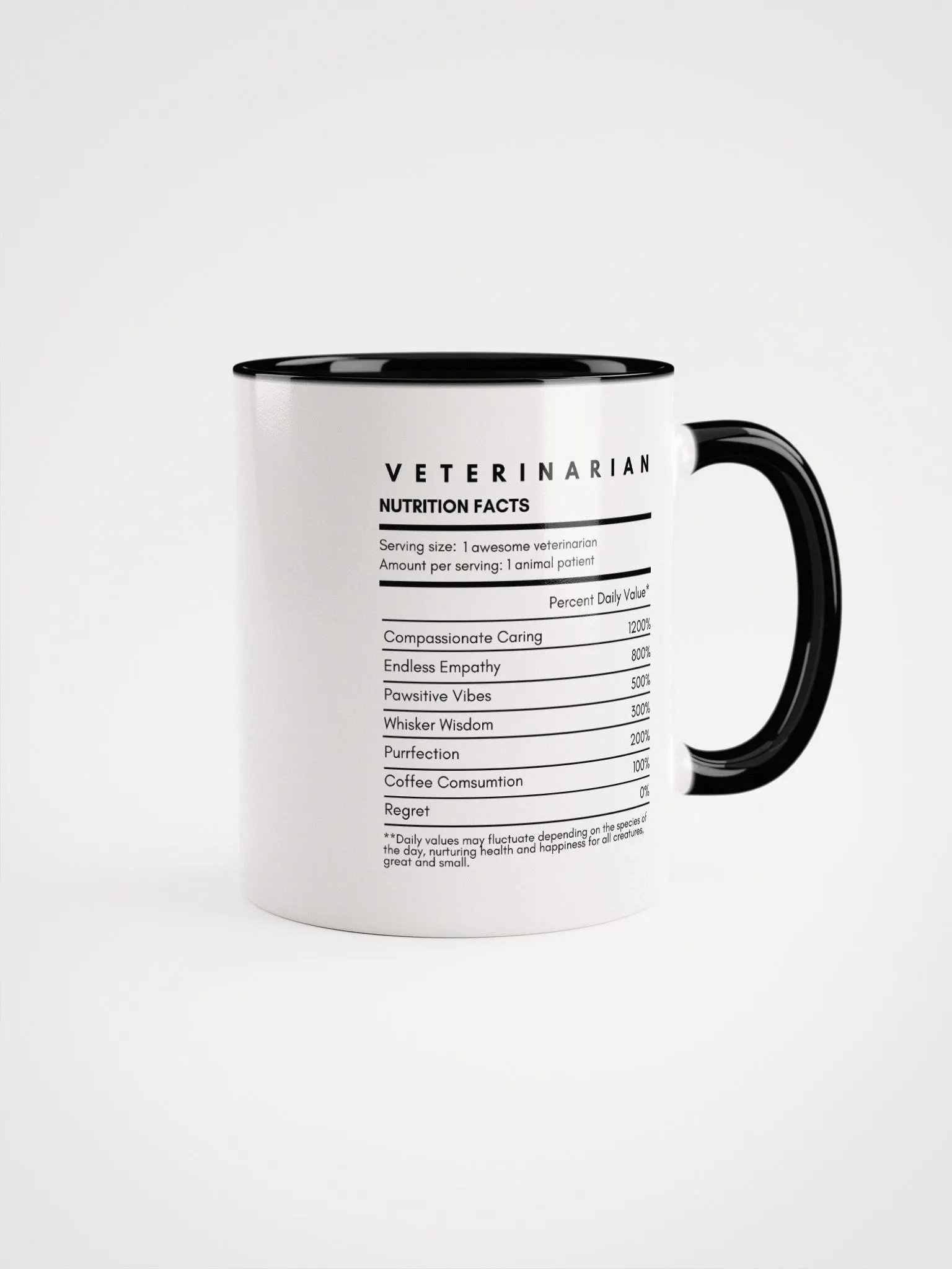"Veterinarian Nutrition Facts" Ceramic Mug with color inside product image (1)