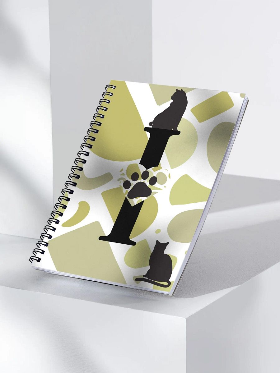 Monogram Letter I Cat Lover Geometric Greens Notebook product image (3)