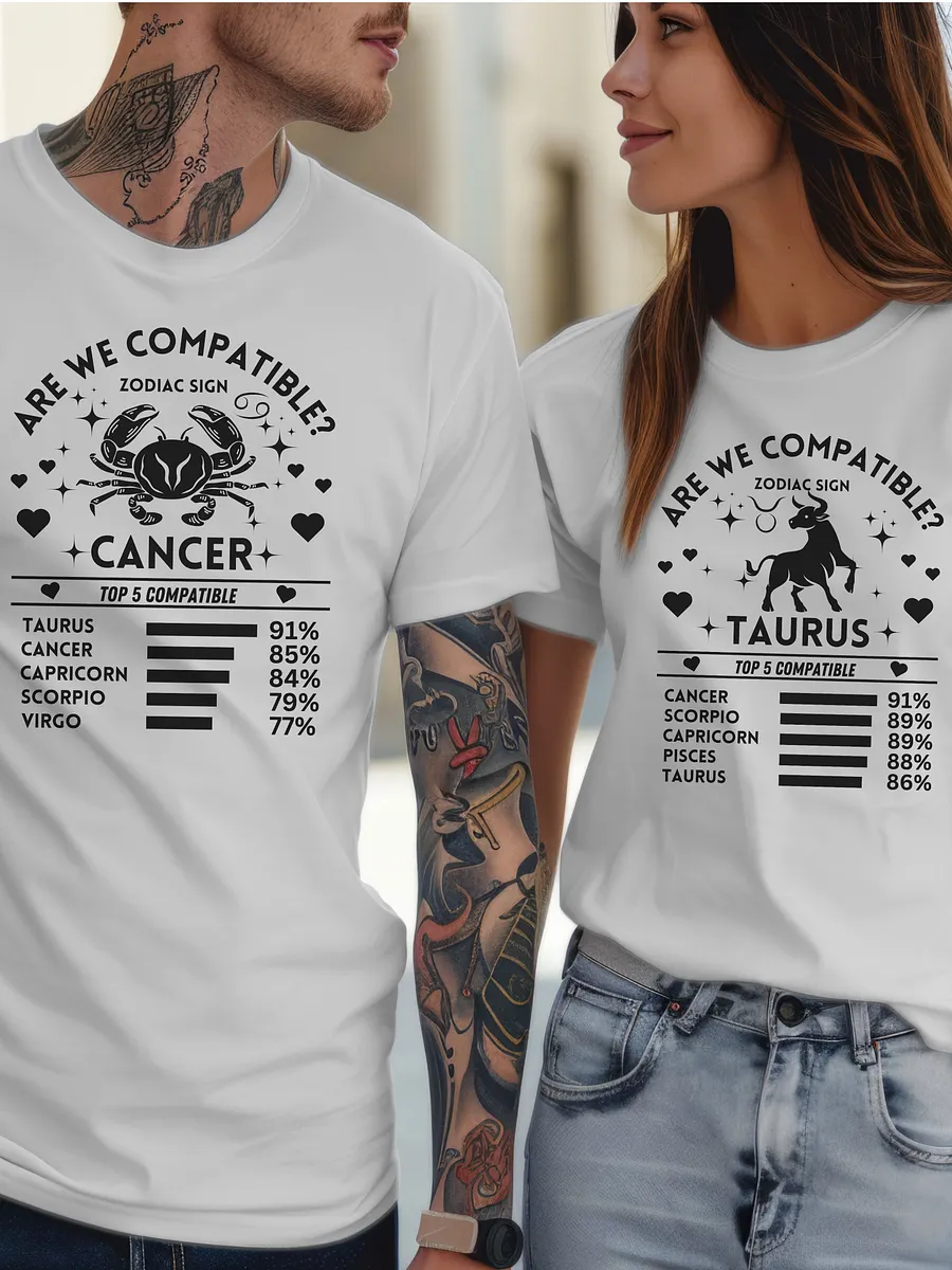 Cancer Zodiac Sign Romantic Compatibility T-Shirt - Bella Canvas 3001 Unisex Staple T-Shirt - Light Colors product image (2)