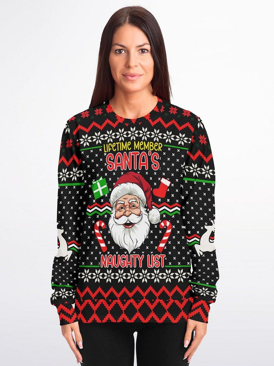 “Santa’s Naughty List Lifetime Member” Funny Christmas Sweatshirt | Naughty List Holiday Jumper | Cheeky Party Outfit | Unisex Xmas Gift product image (3)