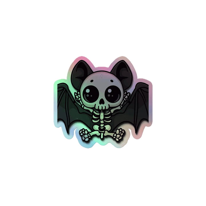 Whimsical Bat Skeleton Holographic Sticker Sheet product image (1)