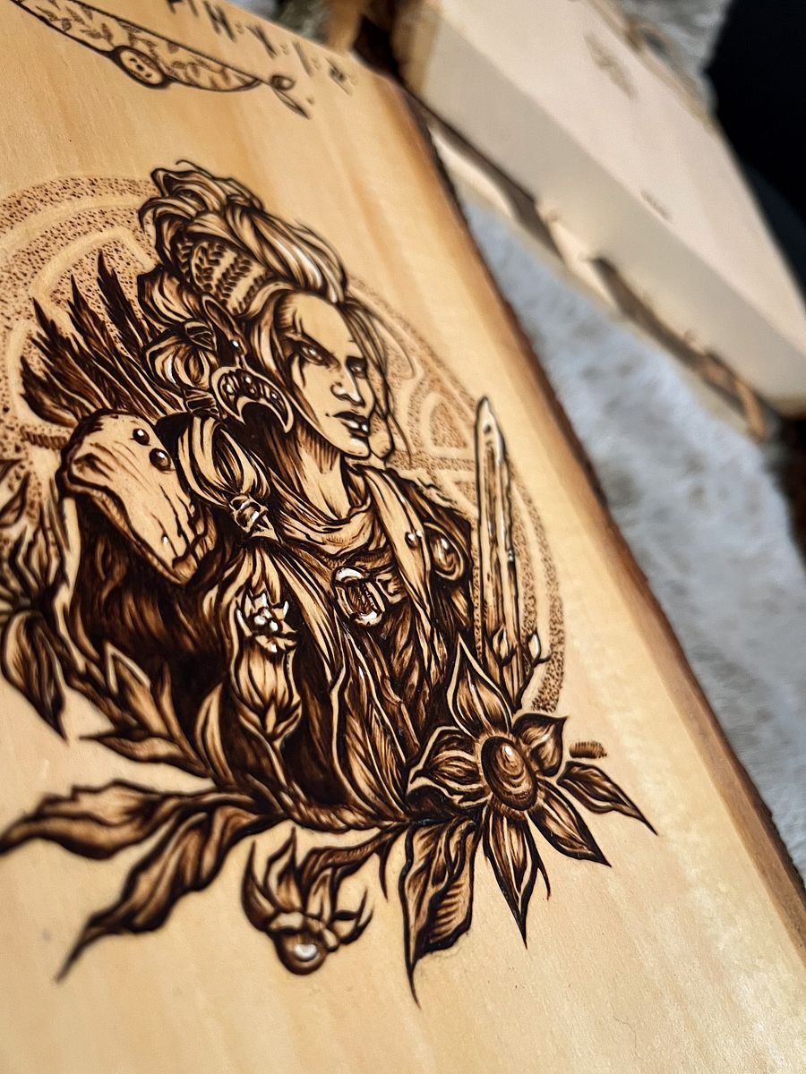 Valkyrie with Deadly Nightshade Pyrography product image (3)