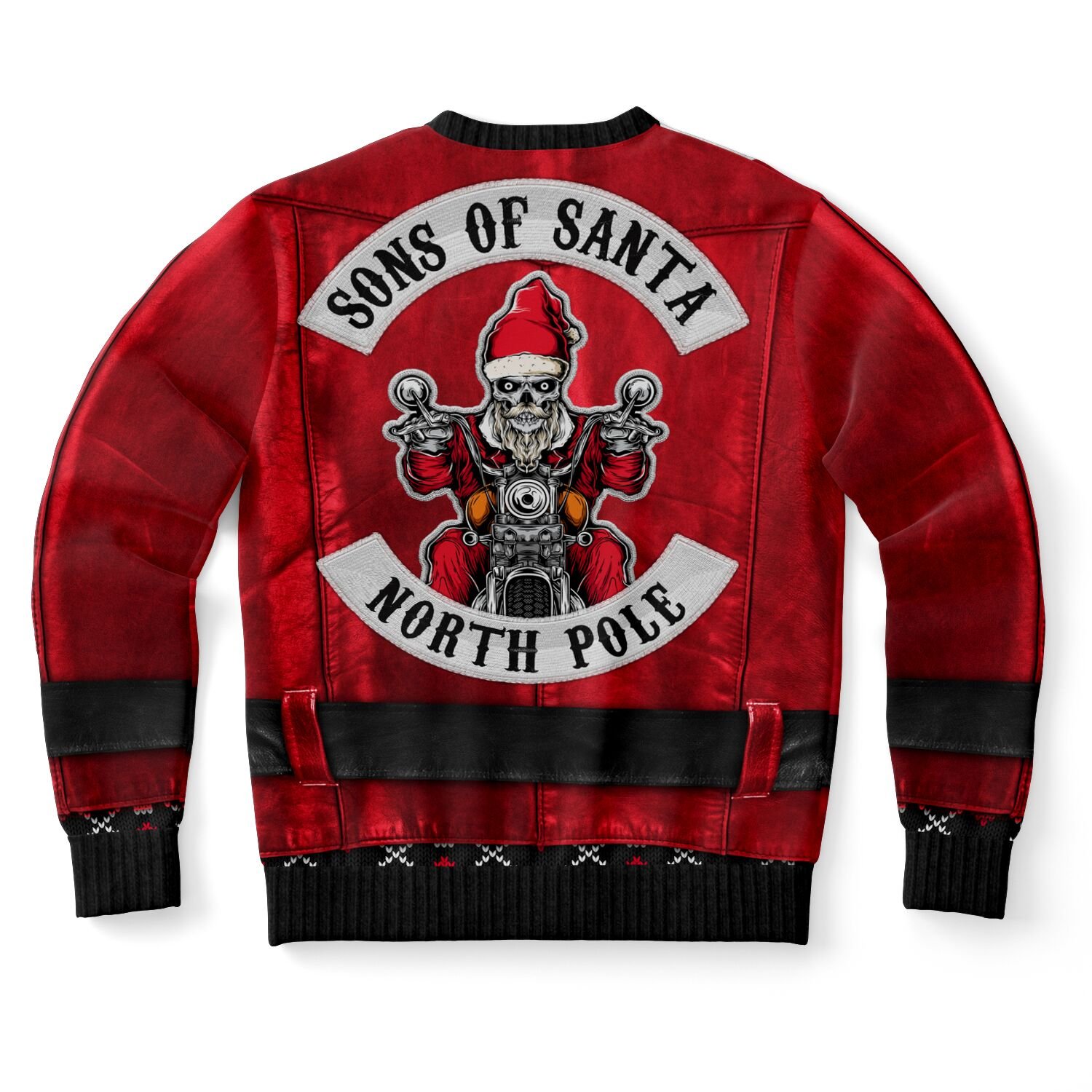 North Pole Rider Christmas Biker Jacket Sweater - Ugly Christmas Sweater with Rebellious Holiday Spirit product image (10)