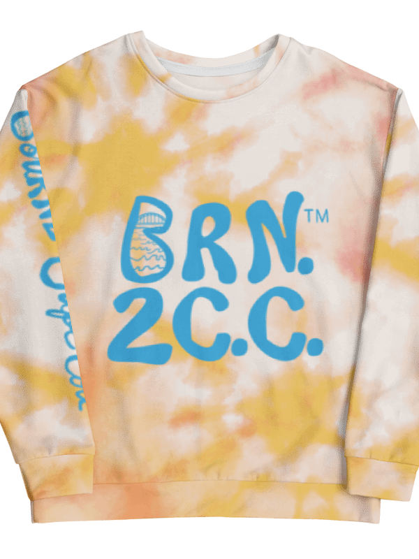 Unisex | BOURNE to Cape Cod™ Sweatshirt | Blue Logo on Pastel Tie-Dye Vibes | BRN.2C.C.™ | Eco-Friendly Comfort product image (6)