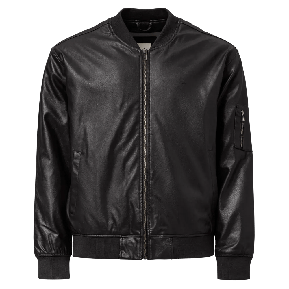 Midnight Mystery Faux Leather Bomber Jacket product image (1)