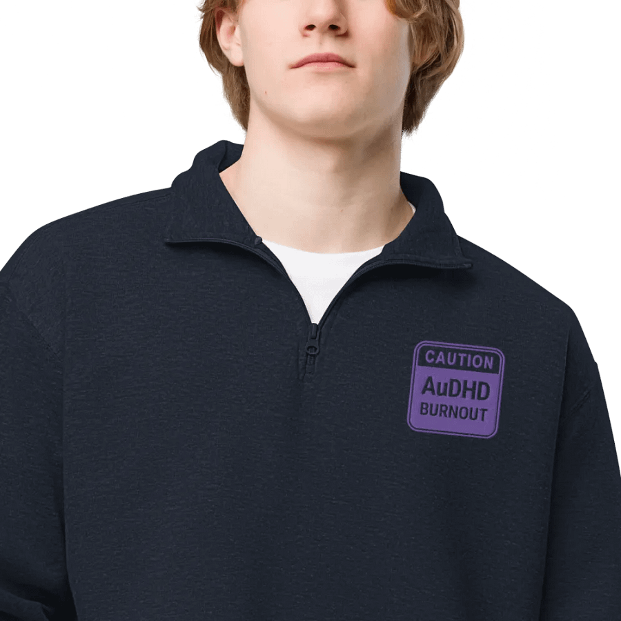 CAUTION: AuDHD BURNOUT (purple outline) embroidered quarter zip product image (15)