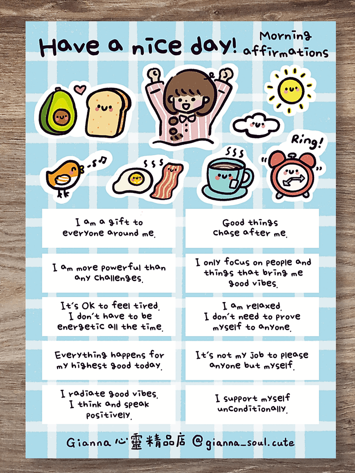 Have a nice day! Morning Affirmations | Positivity Sticker Sheet product image (1)
