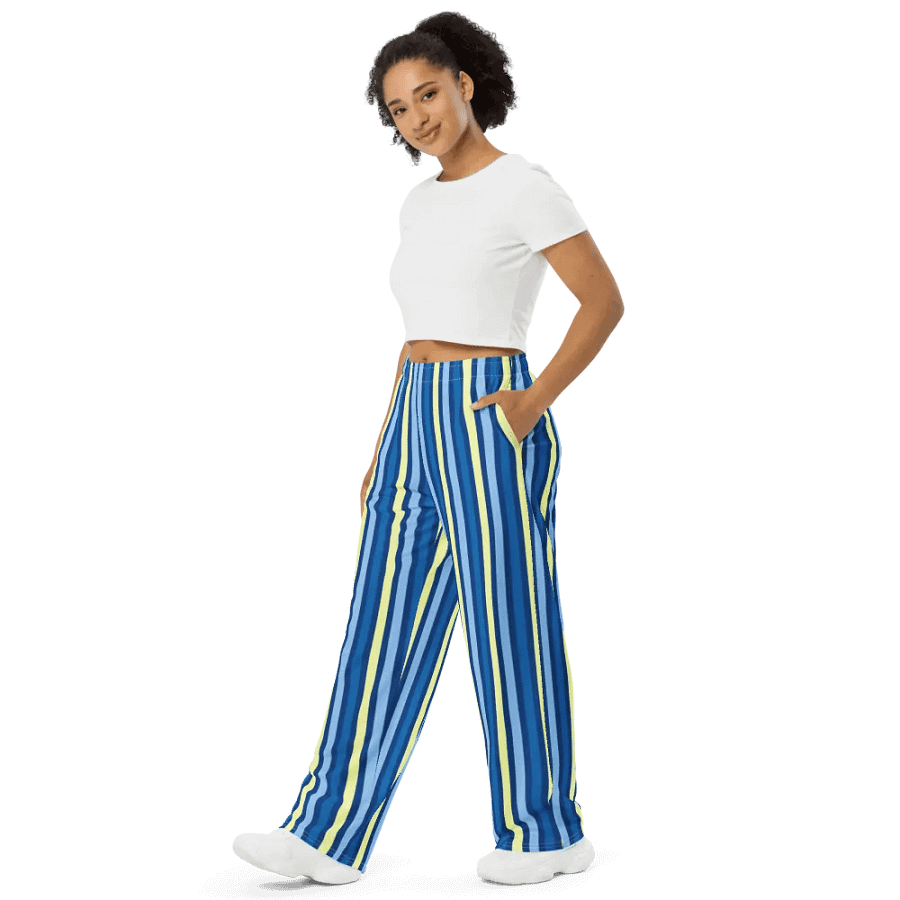 Blue Stripe Wide-Leg Pants product image (8)