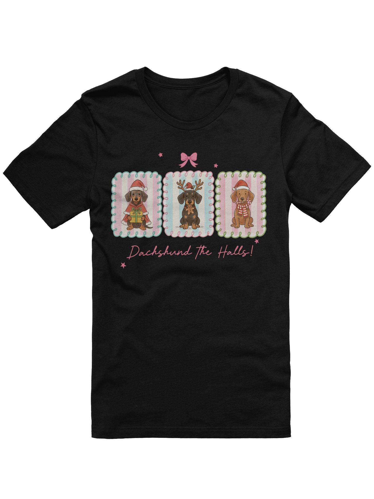 Dachshund The Halls Christmas T-Shirt – Cute Holiday Dog Pun Design product image (1)