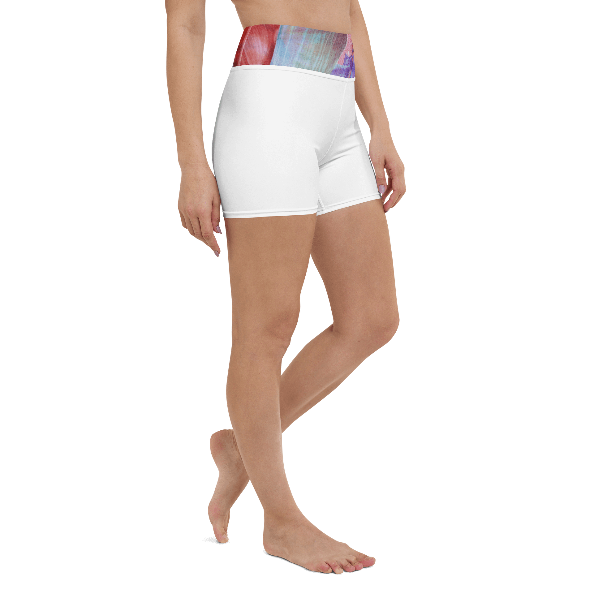 Paradise Breeze White Flow Yoga Shorts product image (6)