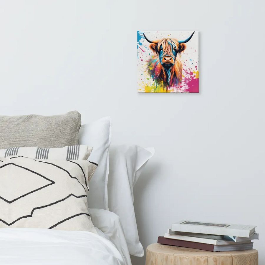 Multi Coloured Paint Splash Highland Cow Wall Art product image (8)