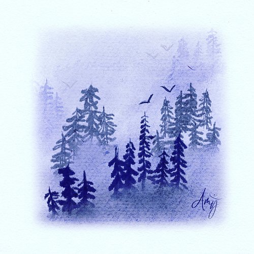 I need to practice drawing trees more, but at a distance this looks ok! That night scene was quick and easy - I thought it ca...