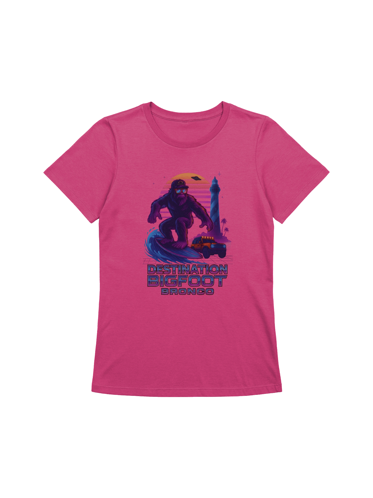 Destination Bigfoot Bronco Synthwave Bella+Canvas Women's Supersoft Relaxed-fit T-Shirt (Multiple Colors Available) product image (16)