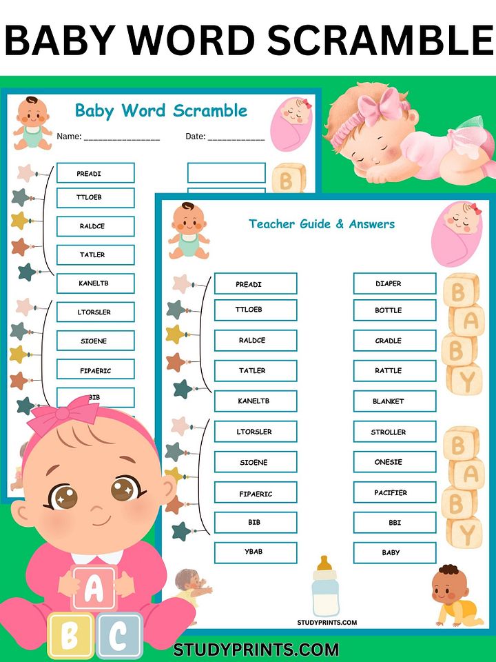 Baby Word Scramble Worksheet product image (1)