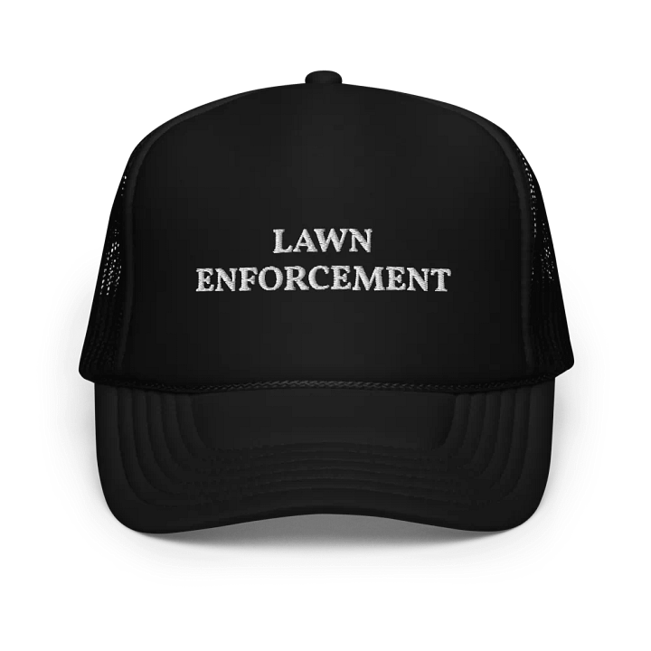 Lawn enforcement, lawn mower, gardening, embroidered Trucker Cap product image (1)