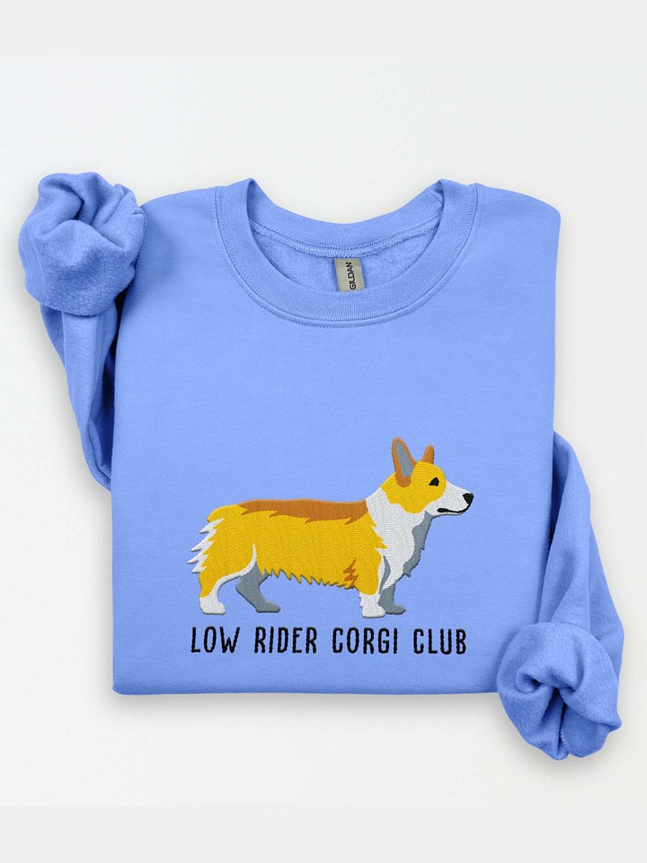 Low Rider Corgi Club Sweatshirt (Embroidered) of a Pembroke Welsh Corgi(Lemon/Fawn) product image (1)
