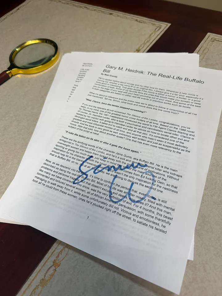 Official Signed Script – Used Live on The Casual Criminalist product image (1)