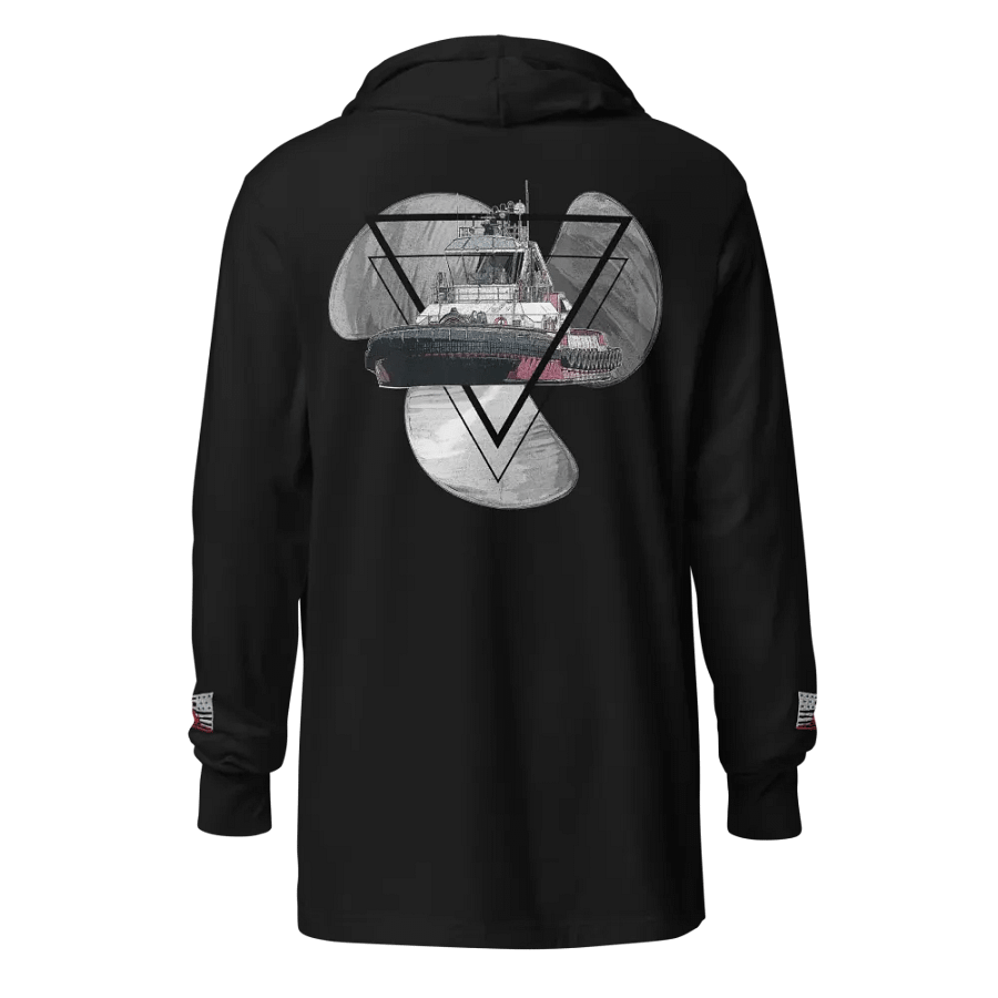Three blade prop triangle Athena tug Sketch Hooded Tee product image (1)