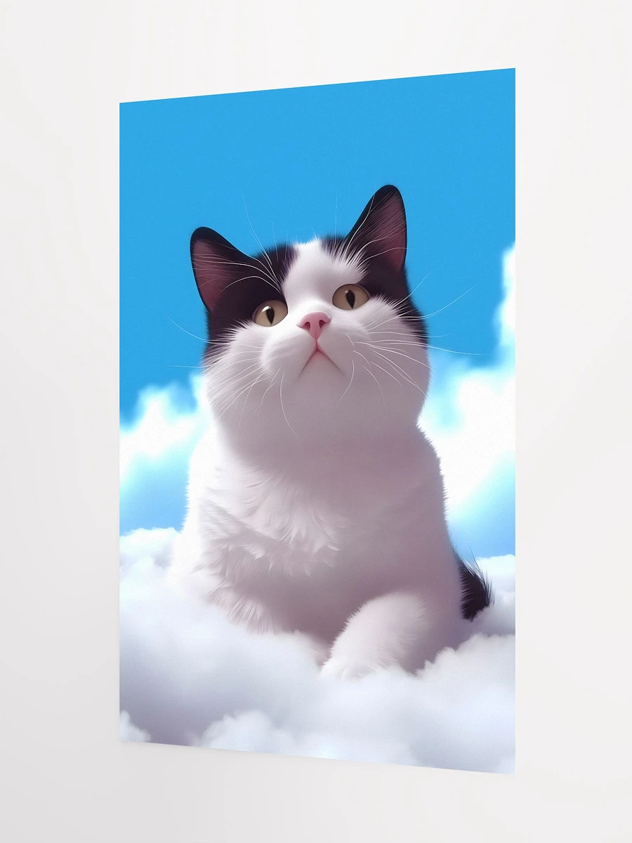 Black and White Cat Resting Among the Clouds Matte Poster product image (5)