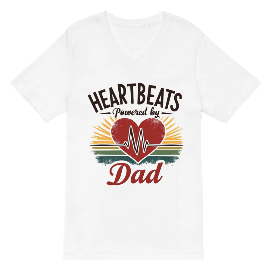 stethoscope heart shape, ekg Heartbeats Powered by Dad V-Neck Tee product image (2)