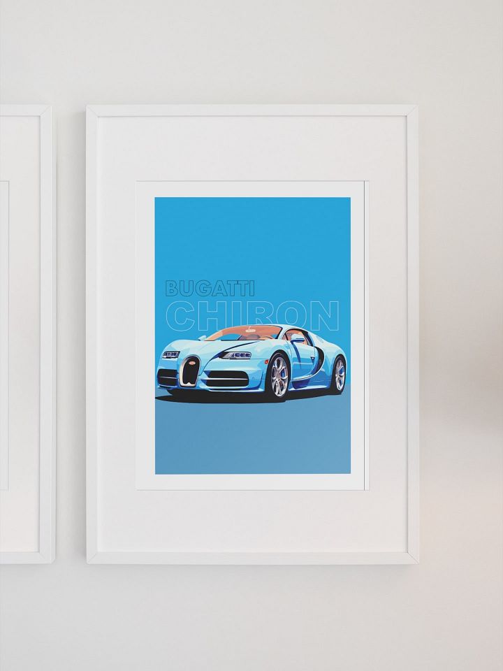 Sleek Bugatti Chiron Poster, High-Performance Luxury Sports Car Art, Exquisite Automobile Illustration, Modern Supercar Wall Decor product image (1)