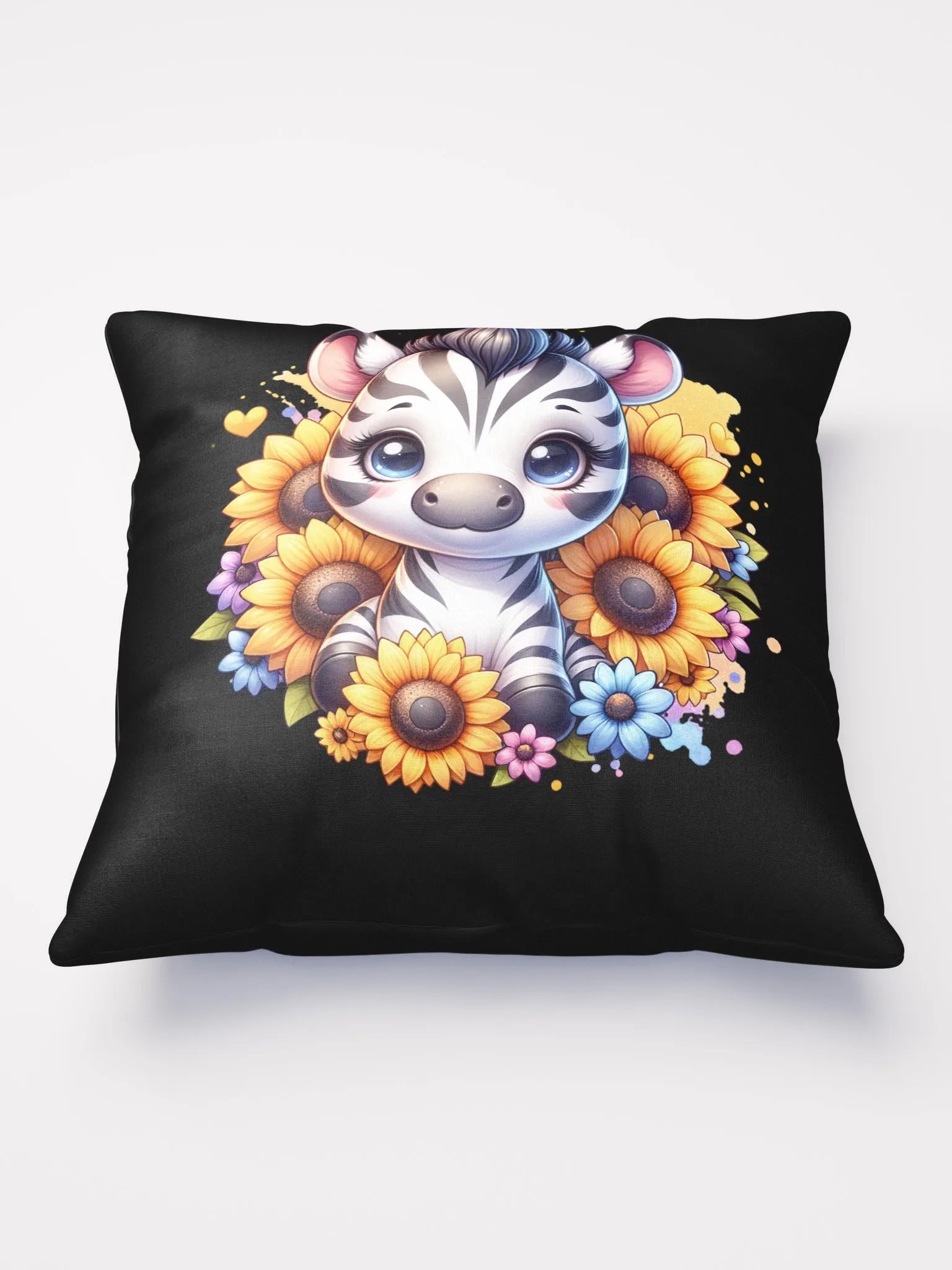 Cute zebra playing in the sunflowers: 18