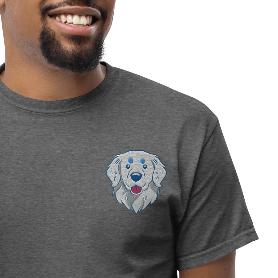 Cheerful White Golden Retriever Dog Embroidered Graphic Tee product image (4)