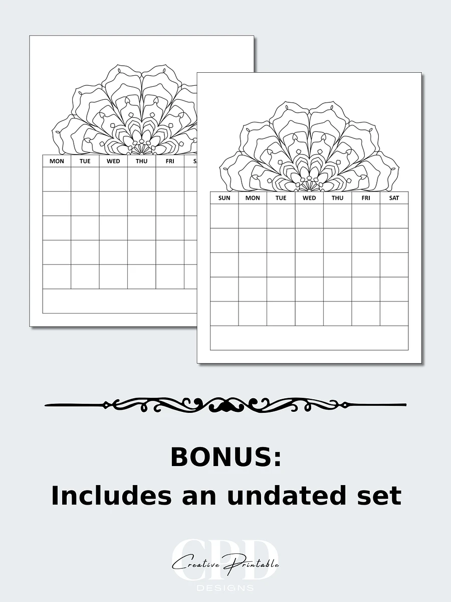 Printable 2024 Monthly Calendar With Kaleidoscope Patterns To Color product image (5)