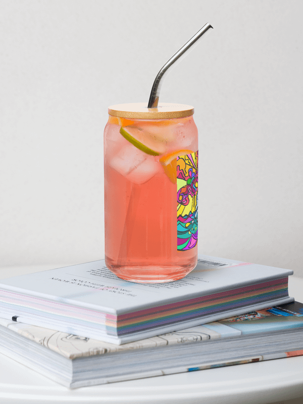 Vibrant Glass Can: A Fusion of Art and Function - Wave at Sunset product image (16)
