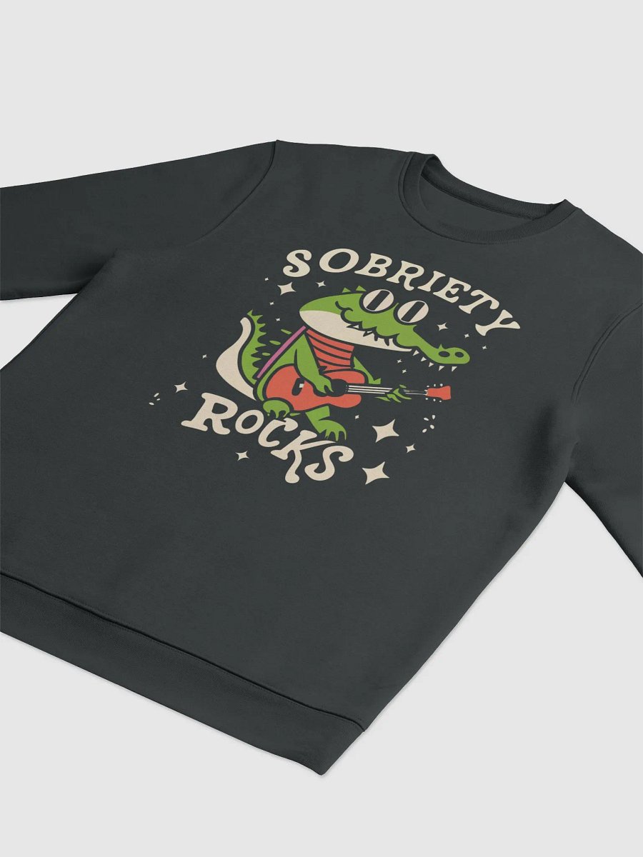 Sobriety Rocks Retro Crocodile Playing Guitar Sweater product image (6)