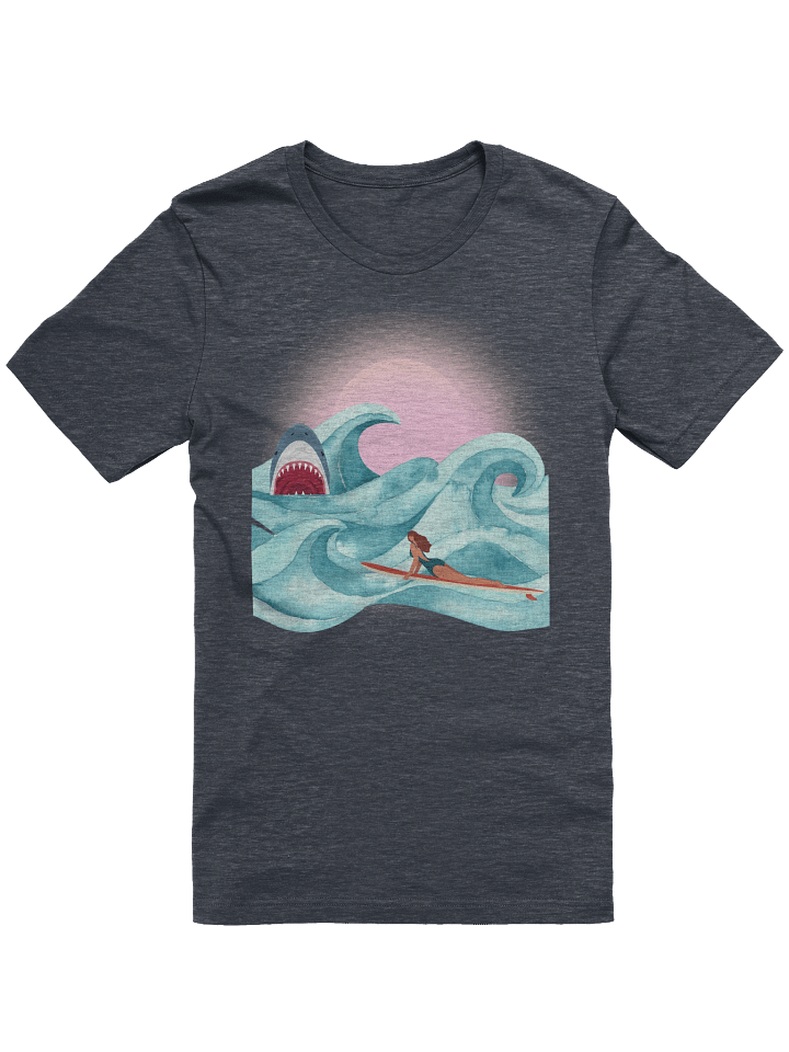 Retro Surfer & Shark Tee | Vintage Wave Rider with Bite product image (1)