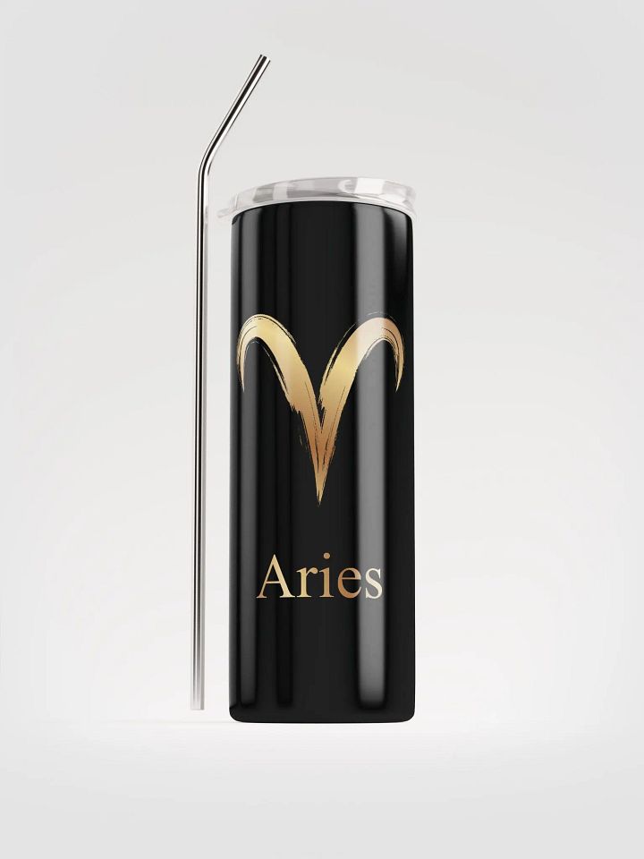 Radiate Aries Zodiac Vibes with our Golden Sign Stainless Steel Tumbler! product image (1)