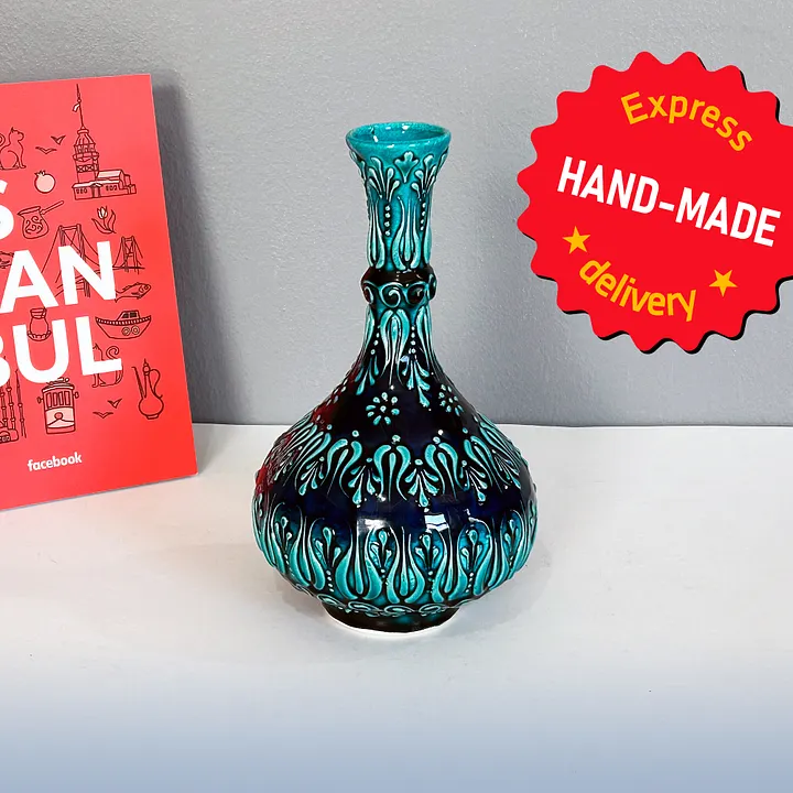 Ceramic turkuaz vase (Gözyaşı Vazo) — handmade pottery product image (1)