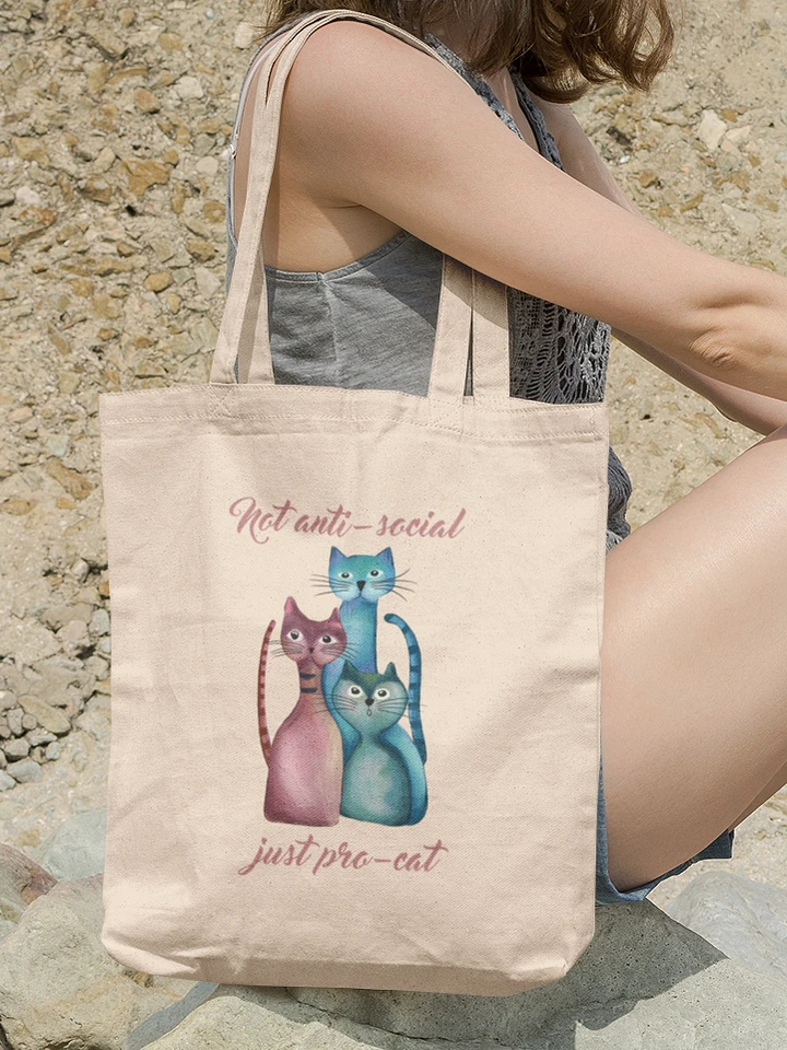 Handdrawn Cat Lover Abstract Colorful Eco-Friendly Canvas Tote Bag product image (1)