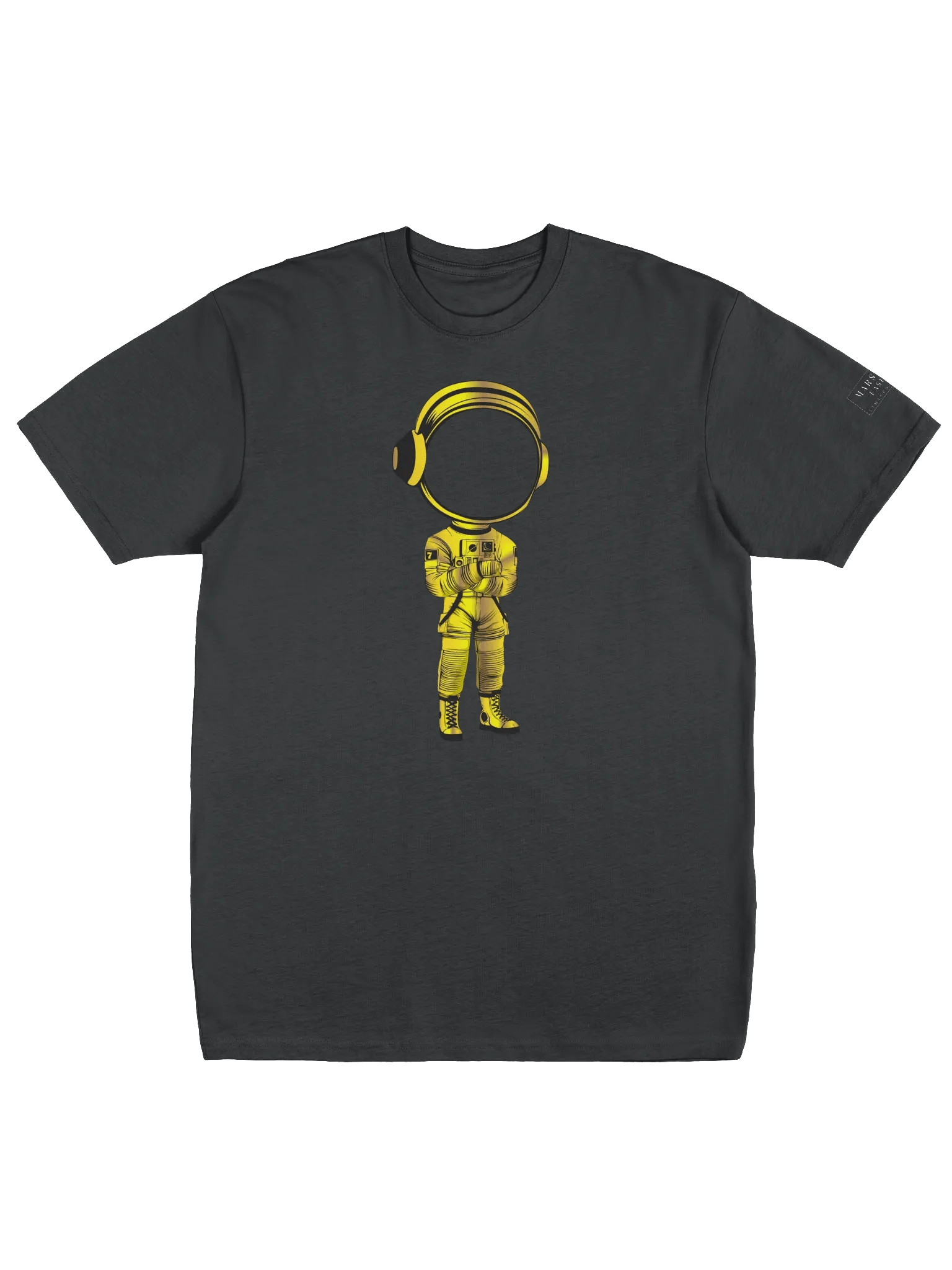 GOLD ASTRONAUT WITH TRANPARENT VISOR & LIFESTYLE LOGO ON BACK TEE SHIRT product image (1)