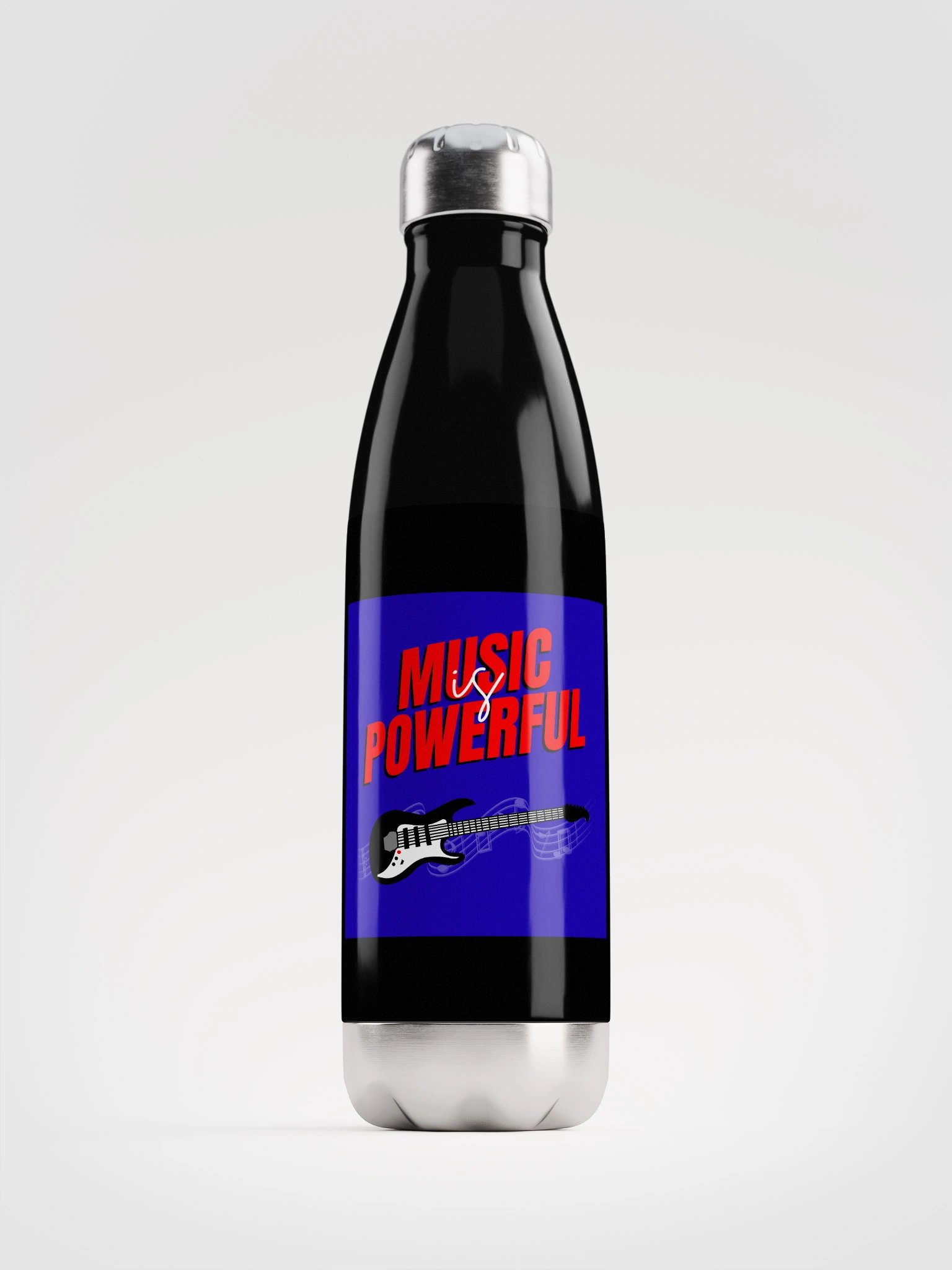 MUSIC IS POWERFUL Steel Water Bottle product image (1)