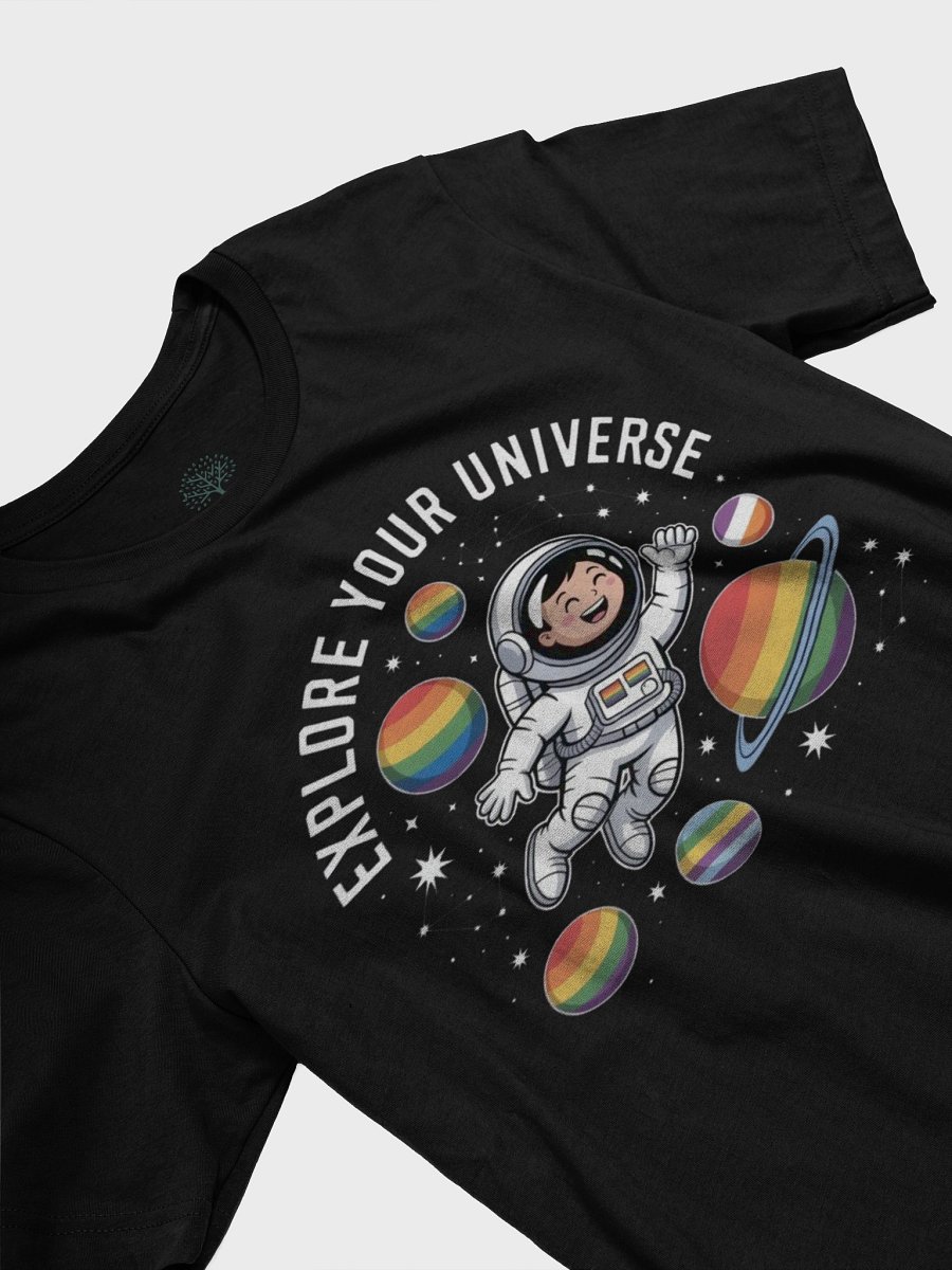 Unisex "Explore Your Universe" Rainbow Space Astronaut T-Shirt product image (27)
