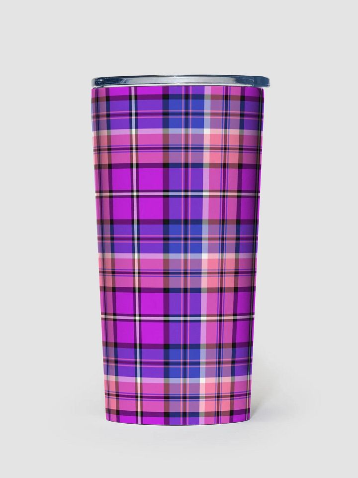 Bright Purple, Pink, and Blue Plaid Travel Tumbler product image (2)