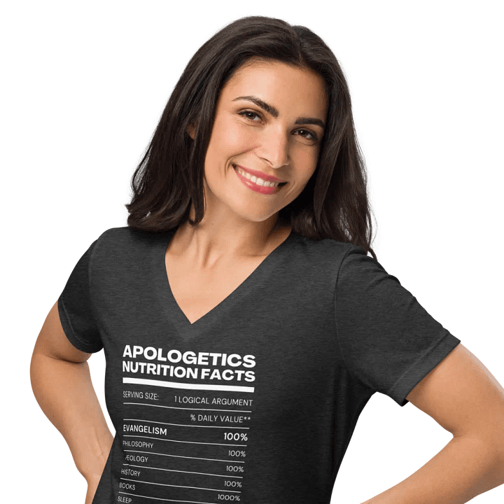 Apologetics Nutrition Facts Women's V-Neck T-Shirt product image (2)