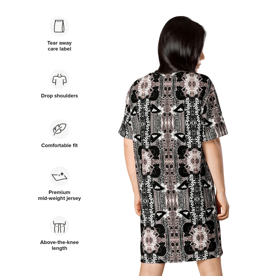 Abstract Floral Birds Ladies T Shirt Dress product image (11)