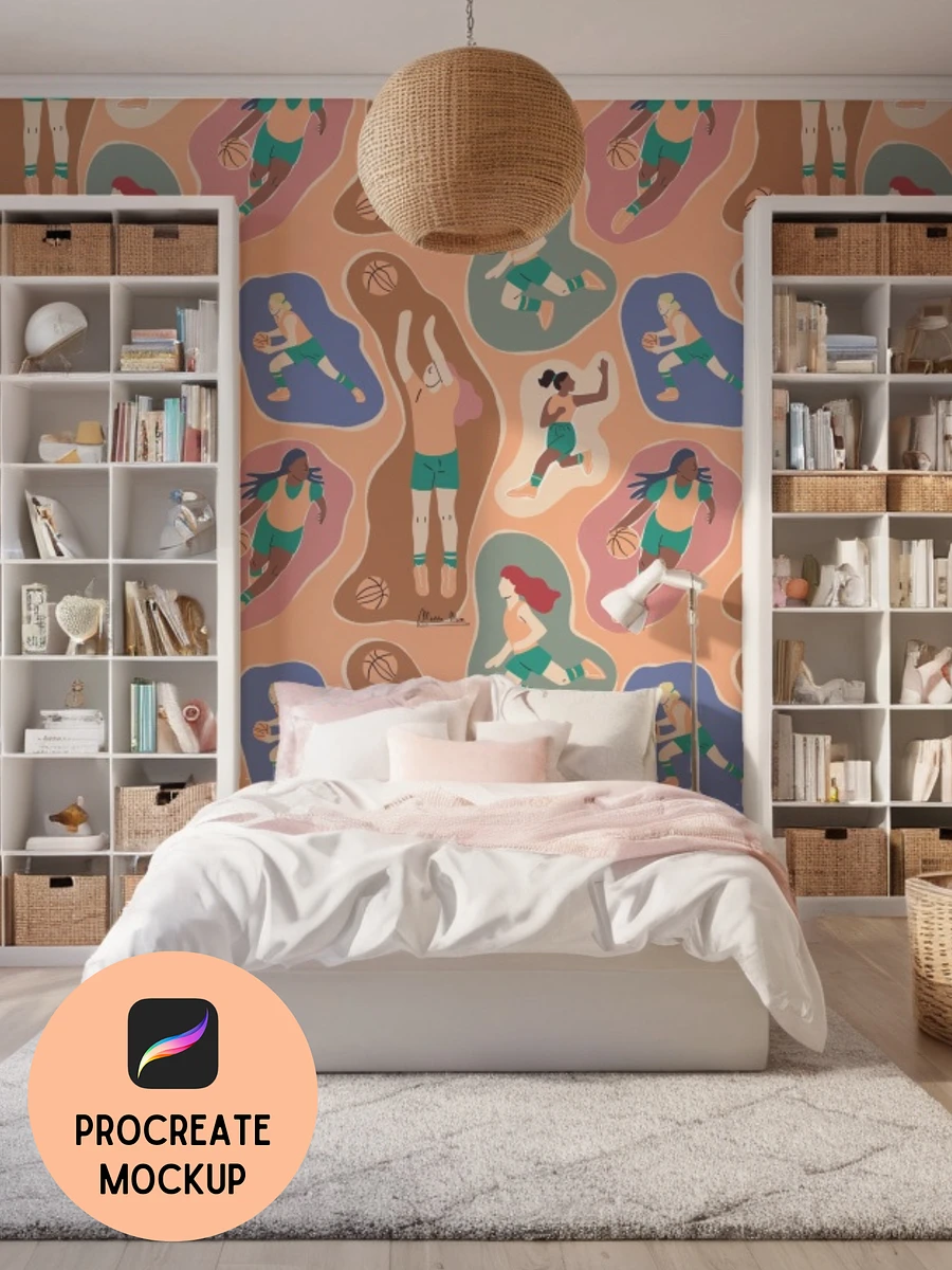 Teen & Young Woman Bedroom Wallpaper Procreate Mockup - Digital Download MM2401 product image (1)