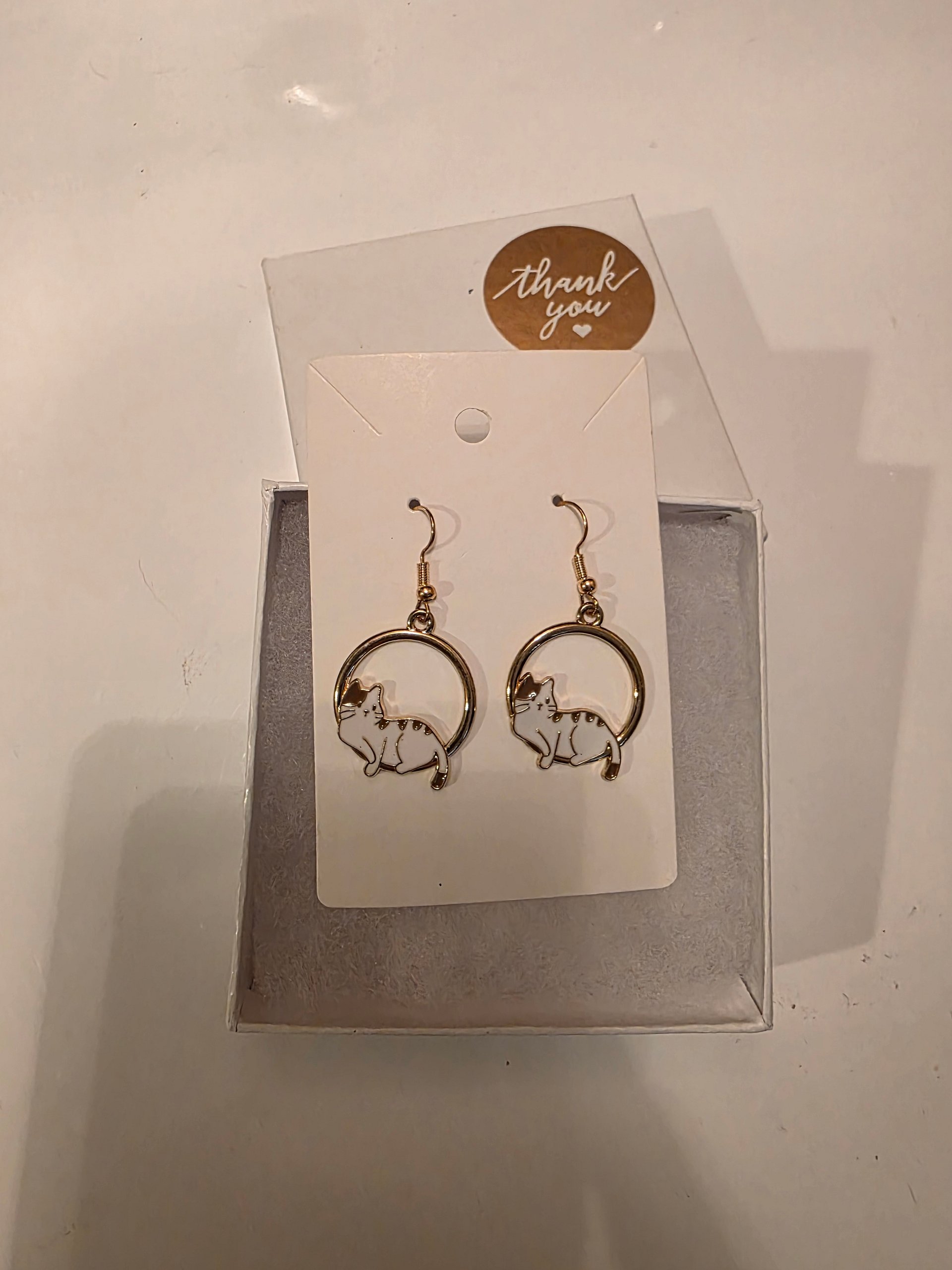 Purrrfectly Cute Lounging Cat Dangle Earrings - Gold Hooks product image (3)