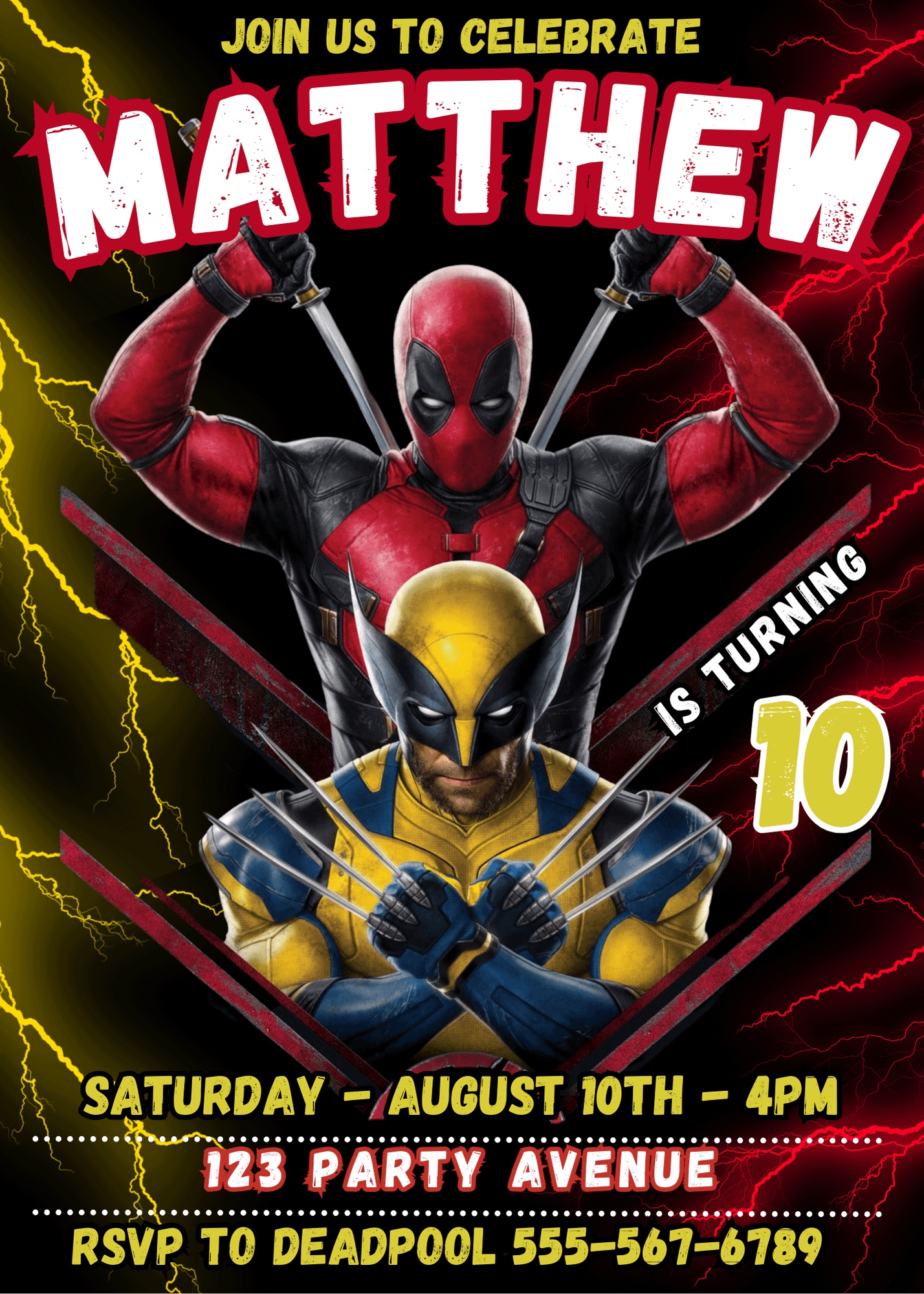 Deadpool 3 Invitation Canva Template | Fully Customizable Party Invite | Epic Marvel Design | Easy to Edit | Superhero Celebration product image (2)
